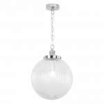 Silvia - Chrome Pendant with Clear Ribbed Glass