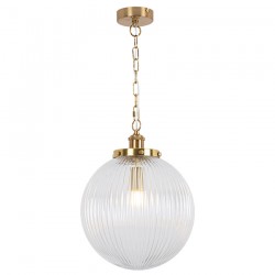 Silvia - Matt Brass Pendant with Clear Ribbed Glass Silvia - Matt Brass Pendant with Clear Ribbed Glass