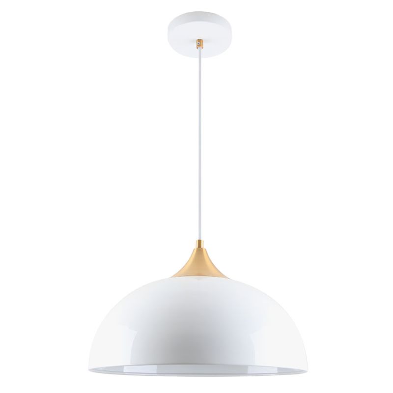 Cork Lighting-PF8033/WH - Dome - Glossy White & Gold Pendant