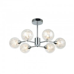 Morley - Chrome 6 Light Semi Flush with Clear Glass & Wire