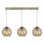 Globe - Antique Brass 3 Light over Island Fitting with Amber Glass Globe - Antique Brass 3 Light over Island Fitting with Amber Glass