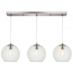 Globe - Chrome 3 Light over Island Fitting with Clear Glass Globe - Chrome 3 Light over Island Fitting with Clear Glass