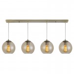 Globe - Antique Brass 4 Light over Island Fitting with Amber Glass Globe - Antique Brass 4 Light over Island Fitting with Amber Glass