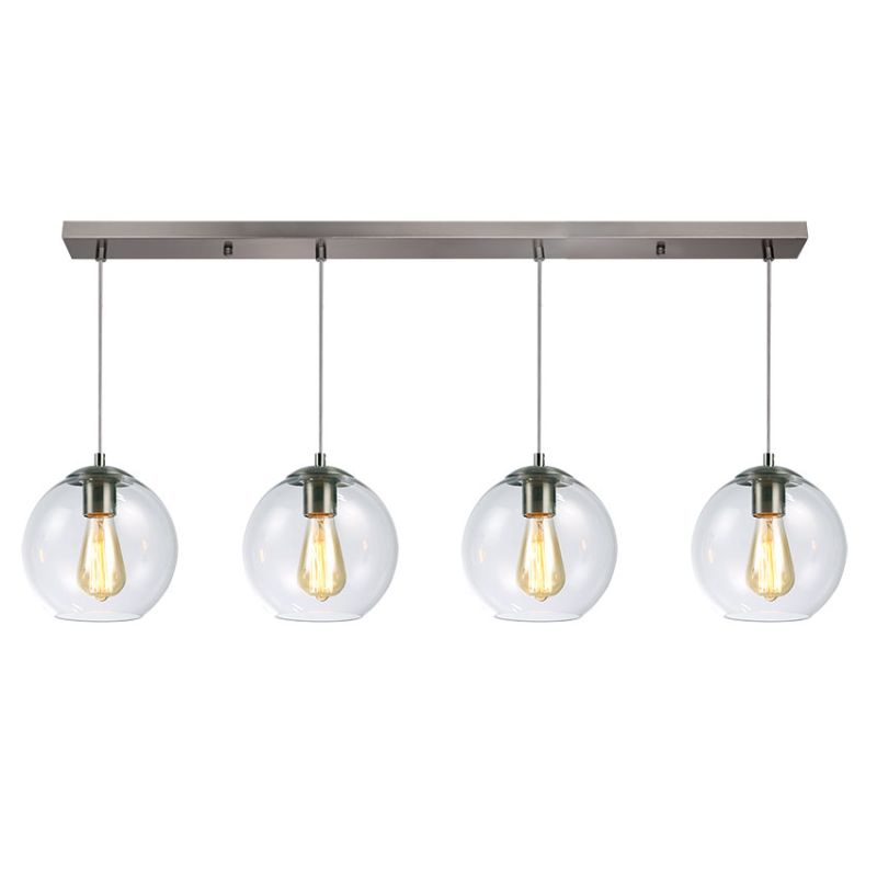 Cork Lighting-PFGLOBE200/4CL - Globe - Chrome 4 Light over Island Fitting with Clear Glass