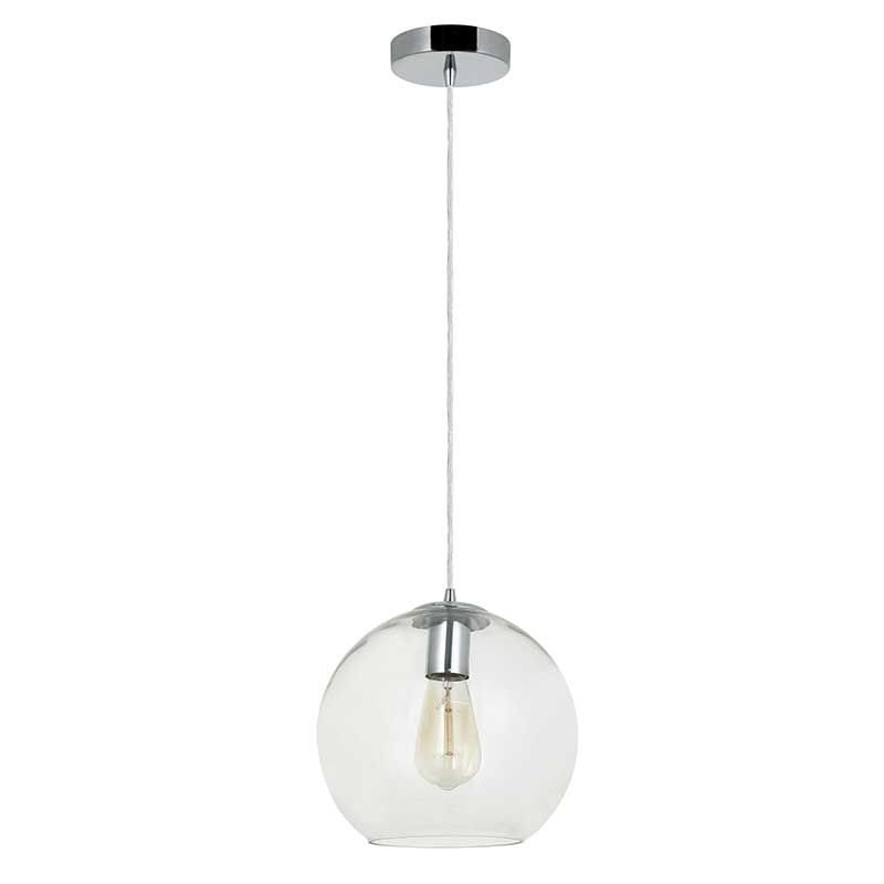 Cork Lighting-PFGLOBE200/CL - Globe - Chrome Pendant with Clear Glass ∅ 20 cm