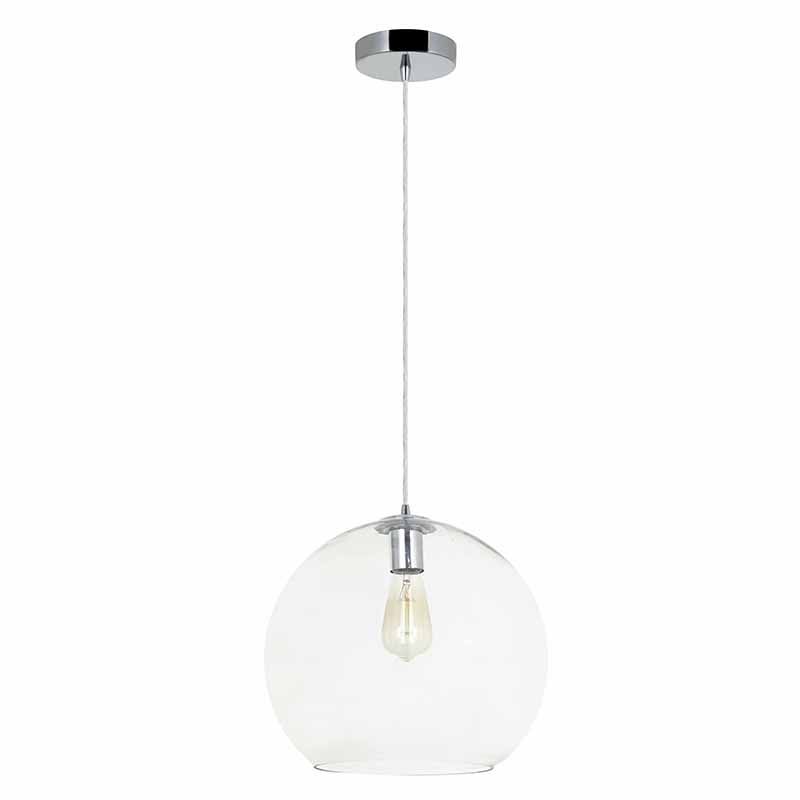 Cork Lighting-PFGLOBE350/CL - Globe - Chrome Pendant with Clear Glass ∅ 35 cm