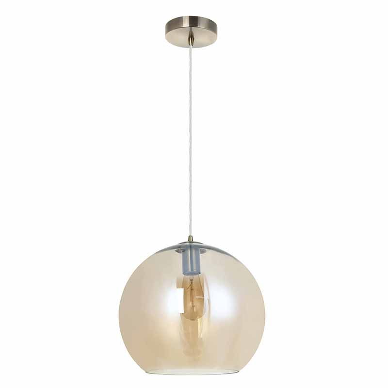 Cork Lighting-PFGLOBE350AM - Globe - Antique Brass Pendant with Amber Glass ∅ 35 cm