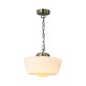 Cork Lighting-PFSCHGL/AB - School House - Antique Brass Pendant with White Glass IP44