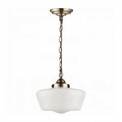 School House - Antique Brass Pendant with White Glass School House - Antique Brass Pendant with White Glass