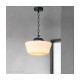 Cork Lighting-PFSCHGL/BL - School House - Matt Black Pendant with White Glass IP44