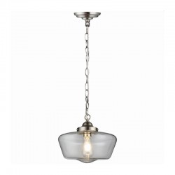 School House - Satin Nickel Pendant with Clear Glass