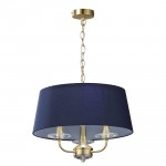 Stylo - Satin Brass 3 Light Centre Fitting with Navy Shade Stylo - Satin Brass 3 Light Centre Fitting with Navy Shade