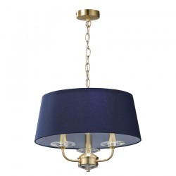 Stylo - Satin Brass 3 Light Centre Fitting with Navy Shade Stylo - Satin Brass 3 Light Centre Fitting with Navy Shade