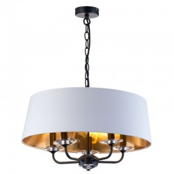 Stylo - Black 5 Light Centre Fitting with White & Gold Shade Stylo - Black 5 Light Centre Fitting with White & Gold Shade