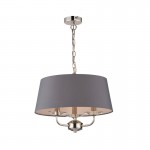 Stylo - Nickel & Crystal 3 Light Pendant with Grey Shade Stylo - Nickel & Crystal 3 Light Pendant with Grey Shade