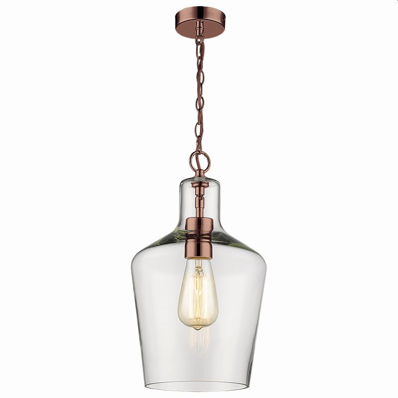 Cork Lighting-PFTAY4012/1COP - Taylor - Copper Pendant with Clear Glass