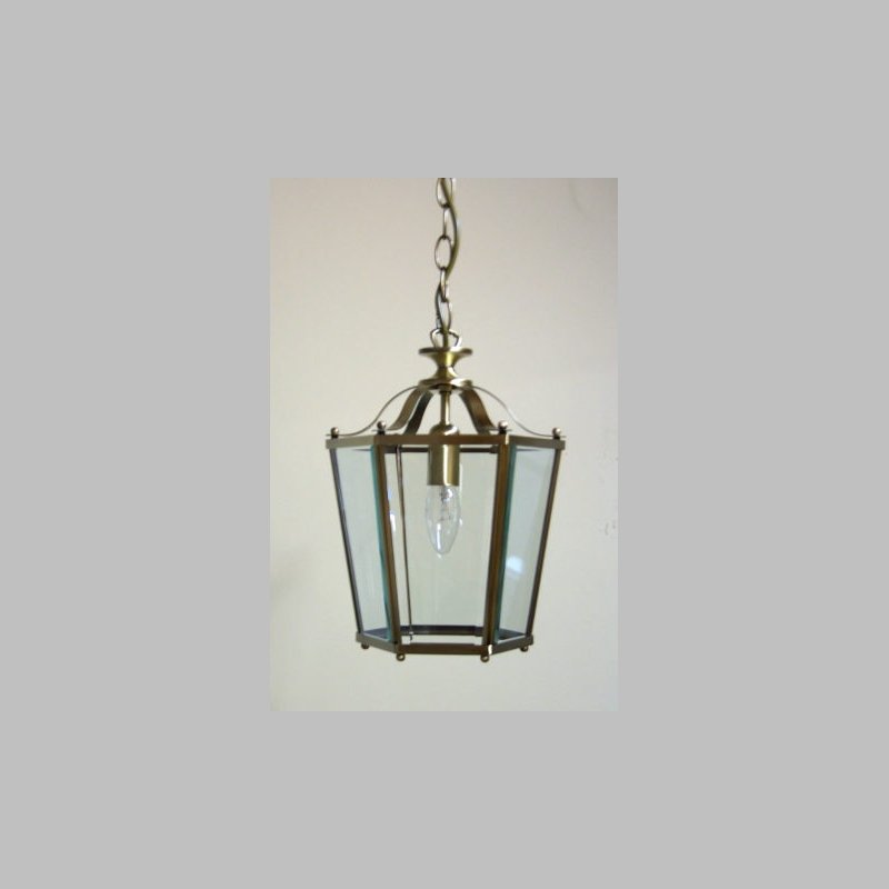 Ceiling Lights - Lanterns - Antique Brass with Glass Single Lantern Pendant Cork-Lighting-PL170/1AB - Lanterns - Antique Brass with Glass Single Lantern Pendant
