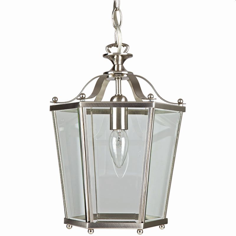 Cork-Lighting-PL170/1SN - Lanterns - Satin Nickel with Glass Single Lantern Pendant