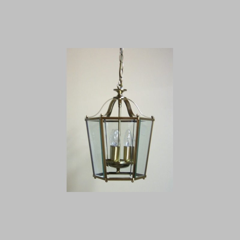 Ceiling Lights - Lanterns - Antique Brass with Glass 3 Light Lantern Pendant Cork-Lighting-PL171/3AB - Lanterns - Antique Brass with Glass 3 Light Lantern Pendant