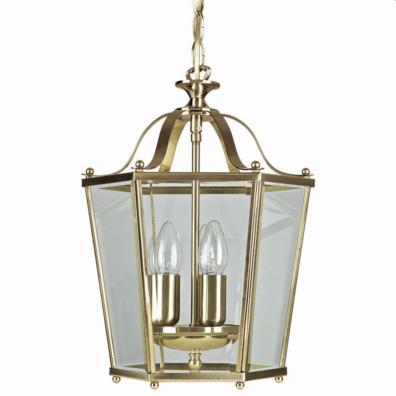 Cork-Lighting-PL171/3AB - Lanterns - Antique Brass with Glass 3 Light Lantern Pendant