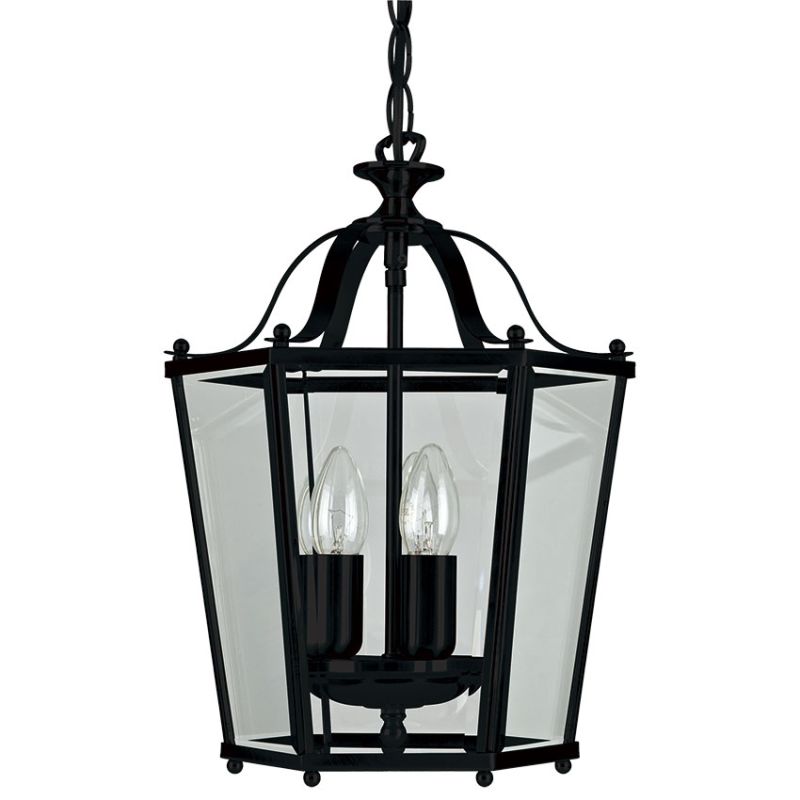 Cork Lighting-PL171/3BL - Lanterns - Black 3 Light Lantern Pendant with Glass