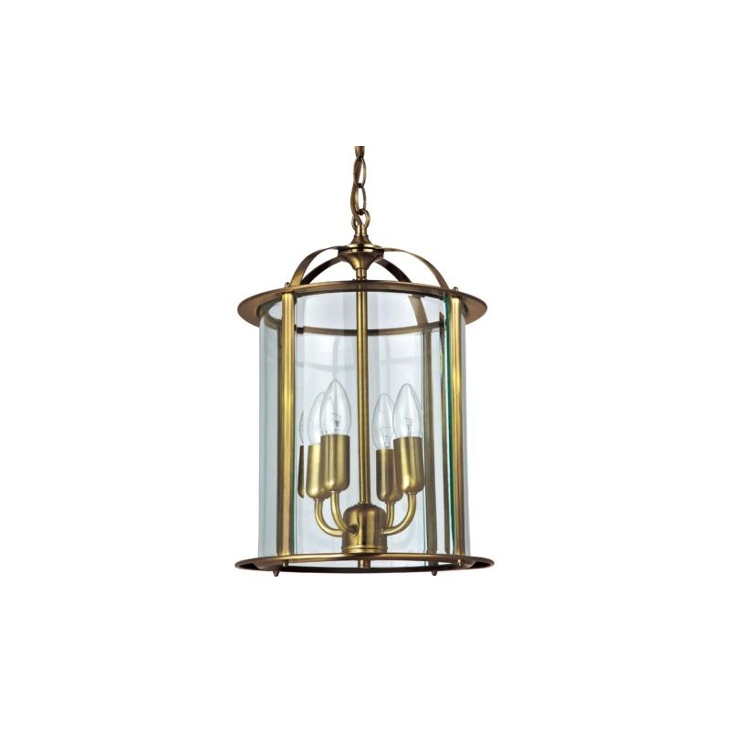 Cork-Lighting-PL2165/4AB - Lanterns - Antique Brass with Glass 4 Light Lantern Pendant