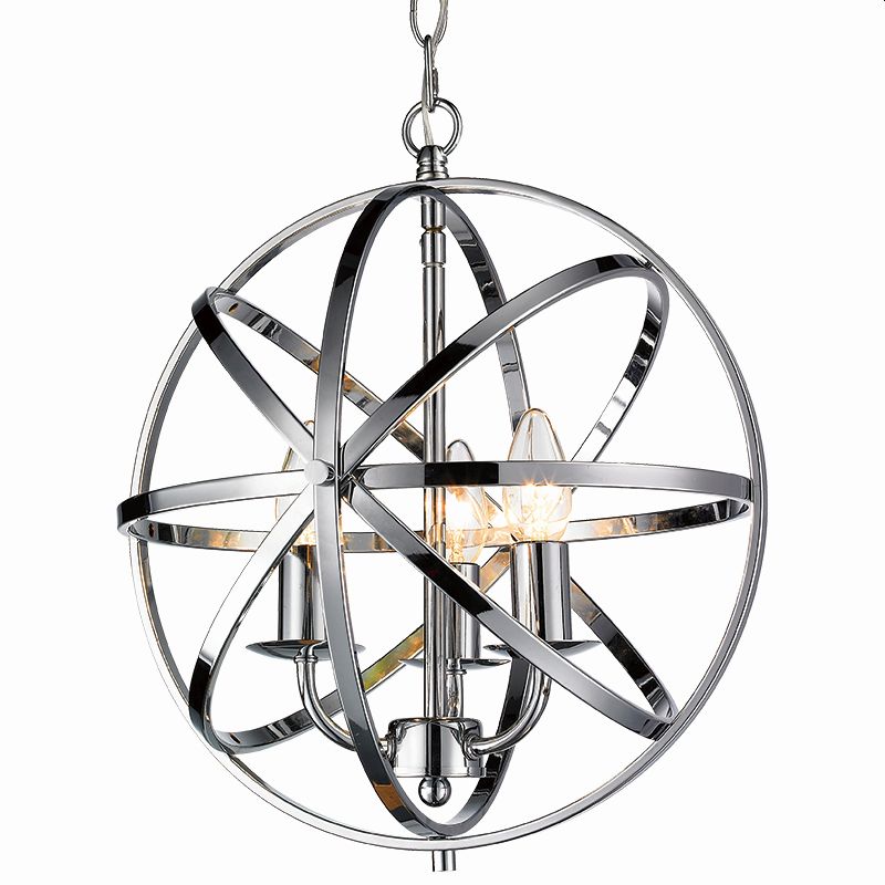 Cork Lighting-PL5343/3CR - Besca - Chrome 3 Light Spherical Cage Pendant