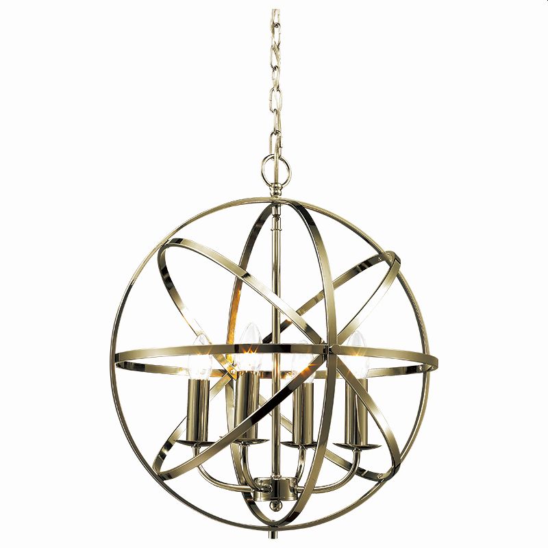 Cork Lighting-PL5343/4ANT - Besca - Antique Brass 4 Light Spherical Cage Pendant