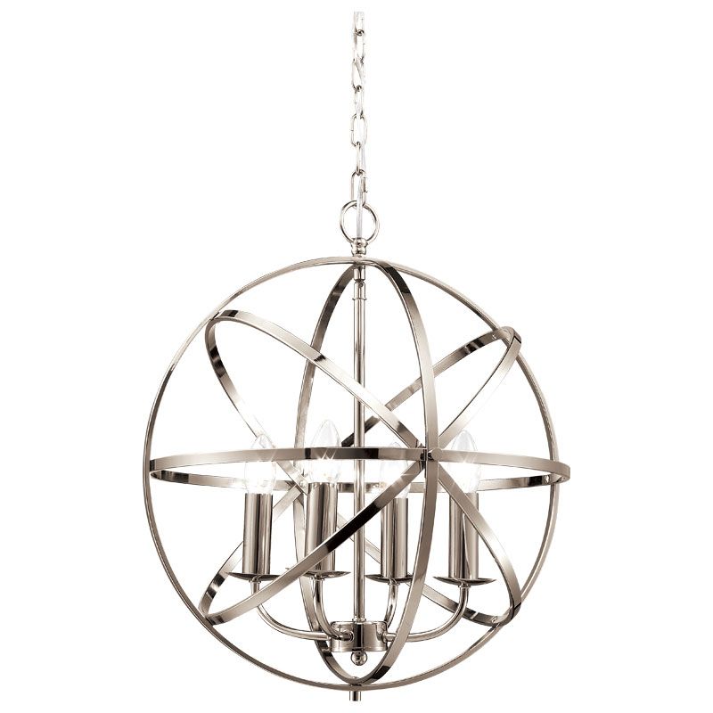 Cork Lighting-PL5343/4SN - Besca - Satin Nickel 4 Light Spherical Cage Pendant