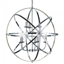 Besca - Polished Chrome 8 Light Spherical Cage Pendant