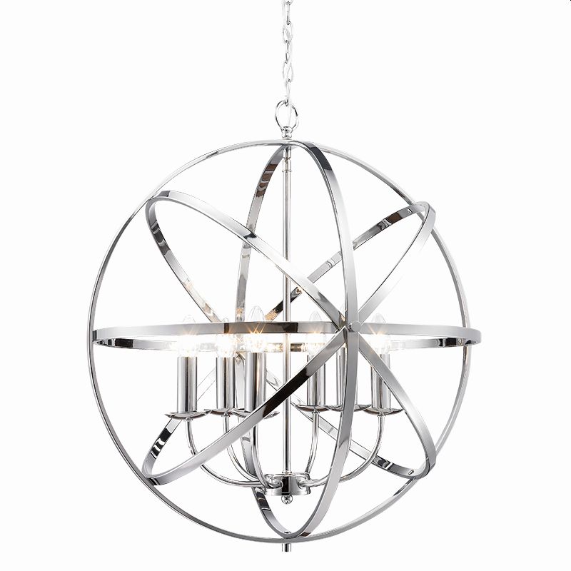 Cork Lighting-PL5343/6CR - Besca - Chrome 6 Light Spherical Cage Pendant