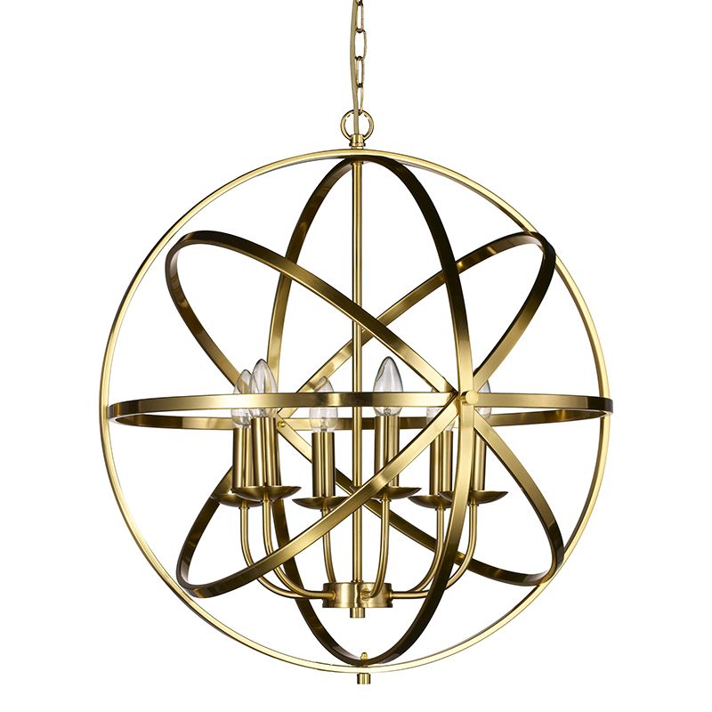 Cork Lighting-PL5343/6MB - Besca - Matt Brass 6 Light Spherical Cage Pendant