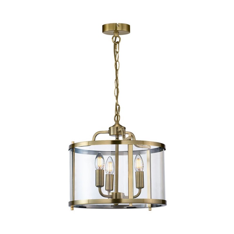 Cork Lighting-PL5421/3AB - Zaros - Antique Brass 3 Light Lantern Pendant