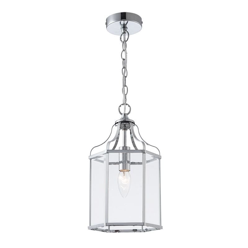 Cork Lighting-PL6117/1CR - Cambridge - Clear Glass & Polished Chrome Lantern Pendant