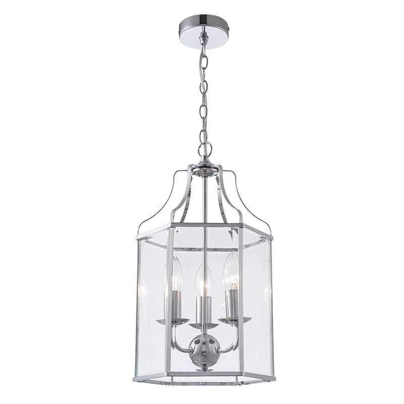 Ceiling Lights - Cambridge - Clear Glass & Polished Chrome 3 Light Lantern Pendant Cork Lighting-PL6117/3CR - Cambridge - Clear Glass & Polished Chrome 3 Light Lantern Pendant