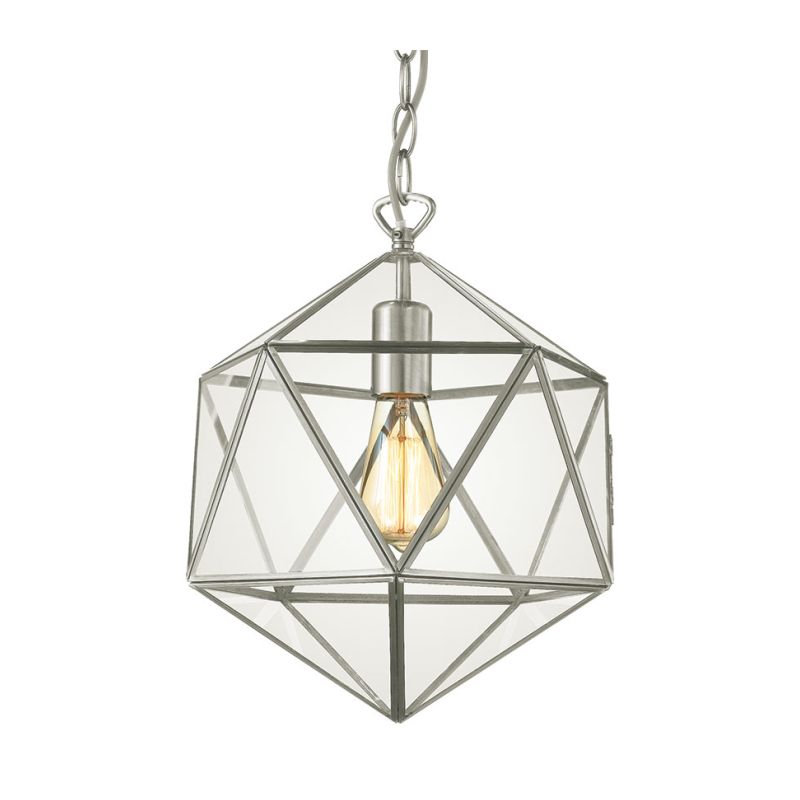 Cork Lighting-PL6320/1SN - Lanterns - Satin Nickel Lantern Pendant with Glass
