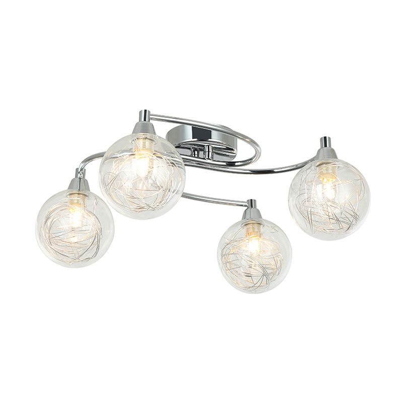 Cork Lighting-SF14195/4CR - Nasa - Chrome 4 Light Flush with Chrome Wire & Clear Glass