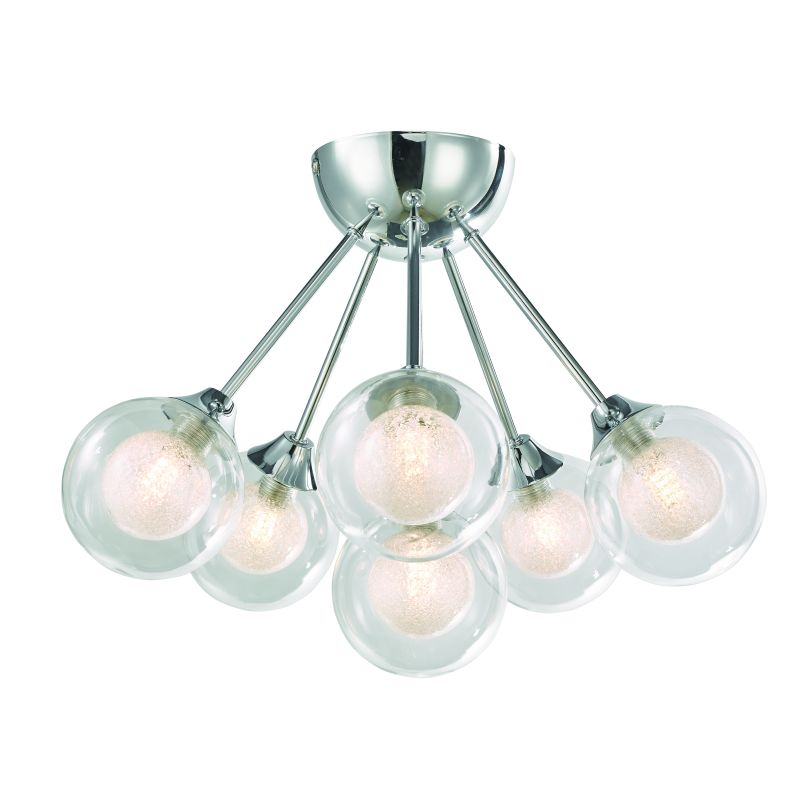 Bathroom Lights - Acqua Globe - Chrome with Double Glass 6 Light Semi Flush Cork-Lighting-SF16053/6 - Acqua Globe - Chrome with Double Glass 6 Light Semi Flush
