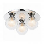 Acqua Globe - Chrome 3 Light Semi Flush with Double Glasses Acqua Globe - Chrome 3 Light Semi Flush with Double Glasses