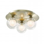 Acqua Globe - Antique Brass 3 Light Semi Flush with Double Glasses Acqua Globe - Antique Brass 3 Light Semi Flush with Double Glasses