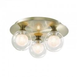 Acqua Globe - Antique Brass 3 Light Semi Flush with Double Glasses