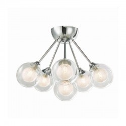 Acqua Globe - Chrome 6 Light Semi Flush with Double Glasses