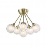 Acqua Globe - Antique Brass 6 Light Semi Flush with Double Glasses Acqua Globe - Antique Brass 6 Light Semi Flush with Double Glasses