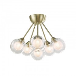 Acqua Globe - Antique Brass 6 Light Semi Flush with Double Glasses