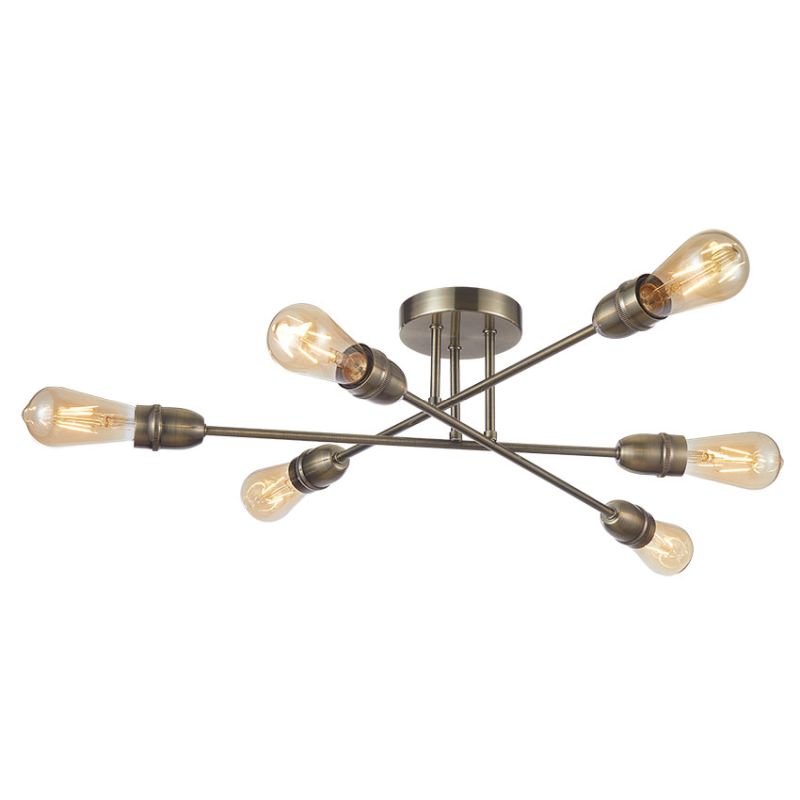 Cork Lighting-SF1966/6AB - Venus - Antique Brass 6 Light Semi Flush