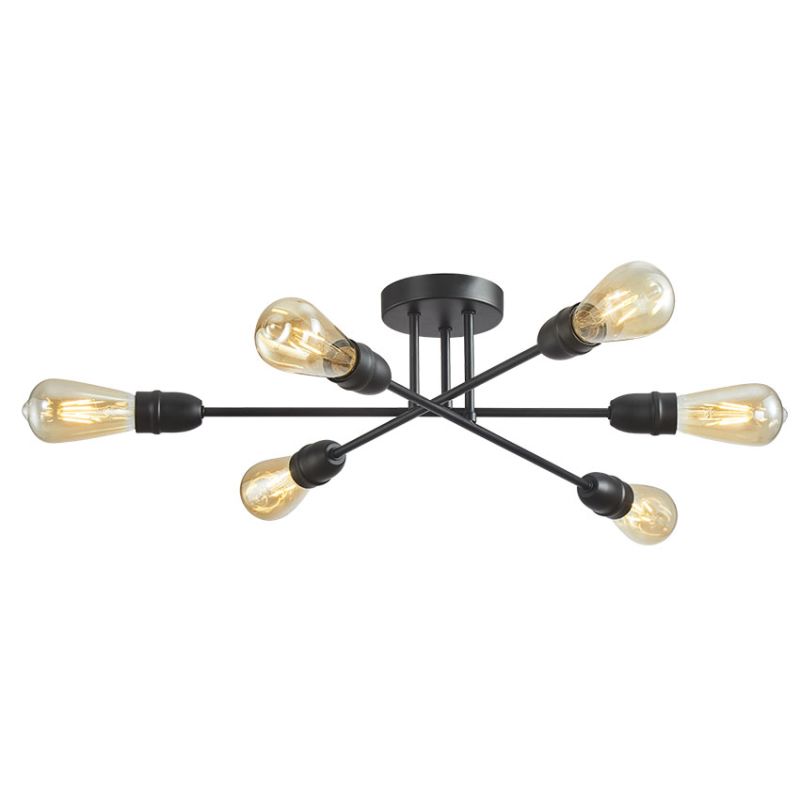 Cork Lighting-SF1966/6BLK - Venus - Black 6 Light Semi Flush