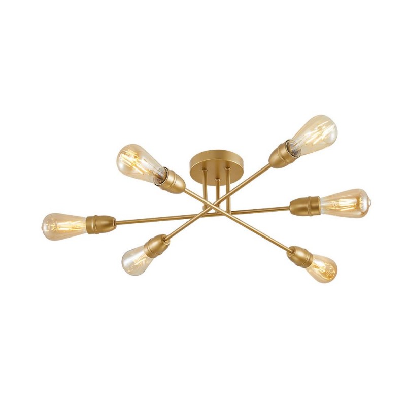 Cork Lighting-SF1966/6SB - Venus - Satin Brass 6 Light Semi Flush