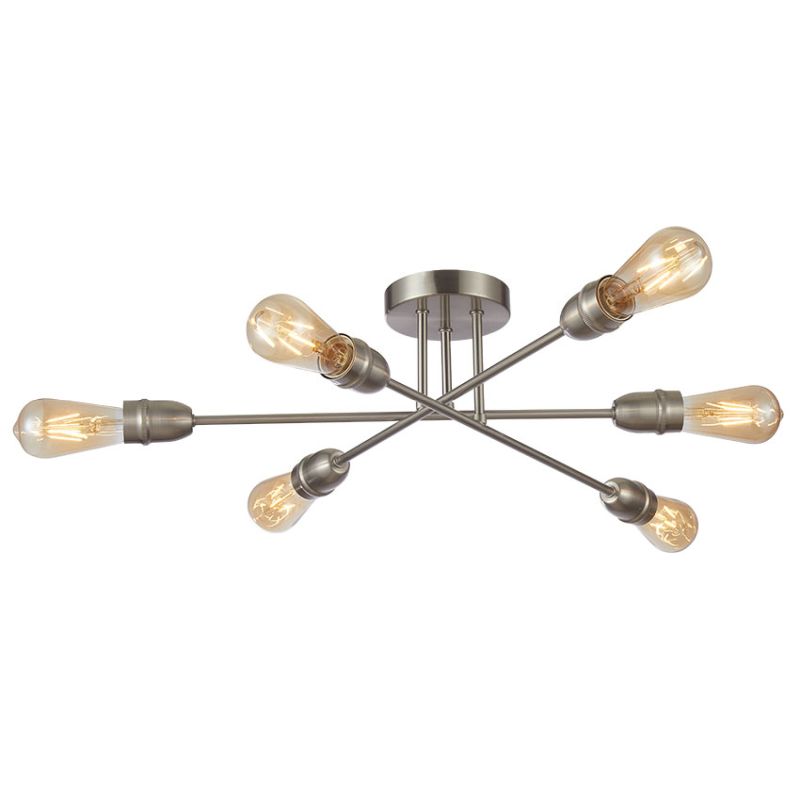 Cork Lighting-SF1966/6SN - Venus - Satin Nickel 6 Light Semi Flush