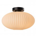 Skytech - Black Semi Flush with Ribbed Opal Glass Skytech - Black Semi Flush with Ribbed Opal Glass