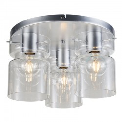 Camden - Aluminium 3 Light Flush with Decorative Clear Glass Camden - Aluminium 3 Light Flush with Decorative Clear Glass